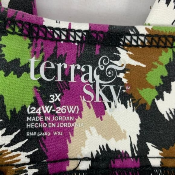 Terra & Sky Plus Size 3X Skinny Mid-Rise Pants Multicolor Pattern - Picture 3 of 7